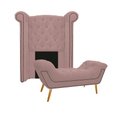 Ver imagem 1 de Kit Cabeceira Calçadeira Veneza 100cm Suede Rosê
