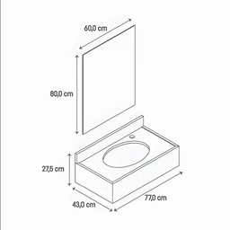 Pia Para Banheiro Em Granito e Espelho Yaris Branco Com Travertino Gaam - 3