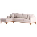 Ver imagem 3 de Sofá Beny com Chaise Esquerda, 1,40x2,60m, 4 Lugares, Linho, Base em Madeira. (cru)