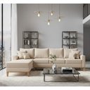 Ver imagem 1 de Sofá Beny com Chaise Esquerda, 1,40x2,60m, 4 Lugares, Linho, Base em Madeira.