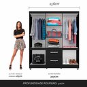 Ver imagem 3 de Guarda Roupa Rebeca 8 Portas 2 Gavetas Preto Fosco - Móveis Arapongas Preto Fosco