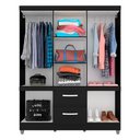 Ver imagem 2 de Guarda Roupa Rebeca 8 Portas 2 Gavetas Preto Fosco - Móveis Arapongas Preto Fosco