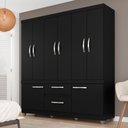 Ver imagem 1 de Guarda Roupa Rebeca 8 Portas 2 Gavetas Preto Fosco - Móveis Arapongas Preto Fosco