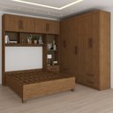 Ver imagem 5 de Guarda-Roupa Casal Modulado com Cama Paradise 10 Portas 6 gavetas freijó - Panorama Móveis
