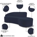Ver imagem 3 de Sofá Living 4 Lugares 280cm Braço Esquerdo Mozart D06 Veludo Azul - Mpozenato