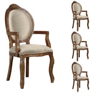 4 Poltrona Entalhada com Braço Decorativa Imperatriz Luxo Trono Provençal Aréa Gourmet Leitura Linha