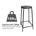 Ver imagem 4 de Kit 4 Banco de Metal Bar Assento Plástico Empilhável Preto 45cm