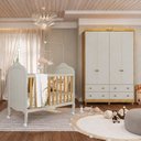 Ver imagem 1 de Quarto de Bebê com Berço Minicama e Guarda-Roupa 4 Portas 100% MDF Maya Clássico Espresso Móveis Beg