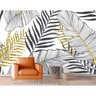 Painel Adesivo - Folhagem Preto e Dourado - 1