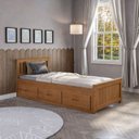 Ver imagem 1 de Cama Solteirão 03 Gavetas - Madeira Maciça Amendoa