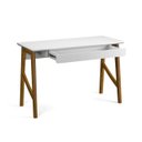 Ver imagem 2 de Escrivaninha Taurus 1 Gaveta Mdf Pés Madeira Maciça Mesa de Estudo Aparador Moderno:branco