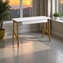 Ver imagem 5 de Escrivaninha Taurus 1 Gaveta Mdf Pés Madeira Maciça Mesa de Estudo Aparador Moderno:branco