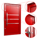 Ver imagem 3 de Porta Pivotante Alumínio Lambril Evolution c/Pux.e.Elite Vermelho 216x120 Brimak