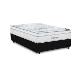 Cama Box Casal + Colchao De Molas Ensacadas Freedom 72X138X188:Preto - 1