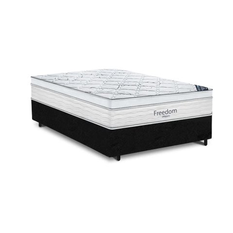 Cama Box Casal + Colchao De Molas Ensacadas Freedom 72X138X188:Preto