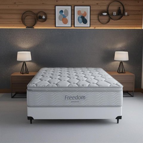 Cama Box com Colchão Queen Freedom Molas Ensacadas Branco Ortobom