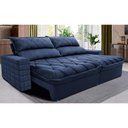 Ver imagem 1 de Sofá Retrátil e Reclinável 2,35m Molas Ensacadas Cama inBox Elegance com ThermoGel Velusoft Azul