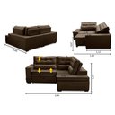 Ver imagem 2 de Sofá de Canto Retrátil e Reclinável com Molas LD 2,50x2,00m Viviane Suede Marrom Madelina Decor