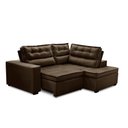 Ver imagem 6 de Sofá de Canto Retrátil e Reclinável com Molas LD 2,50x2,00m Viviane Suede Marrom Madelina Decor