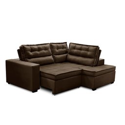 Sofá de Canto Retrátil e Reclinável com Molas LD 2,50x2,00m Viviane Suede Marrom Madelina Decor - 6