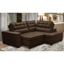 Ver imagem 1 de Sofá de Canto Retrátil e Reclinável com Molas LD 2,50x2,00m Viviane Suede Marrom Madelina Decor