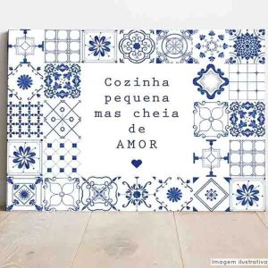 Placa Decorativa Cozinha Pequena Cheia de Amor - 40x60cm
