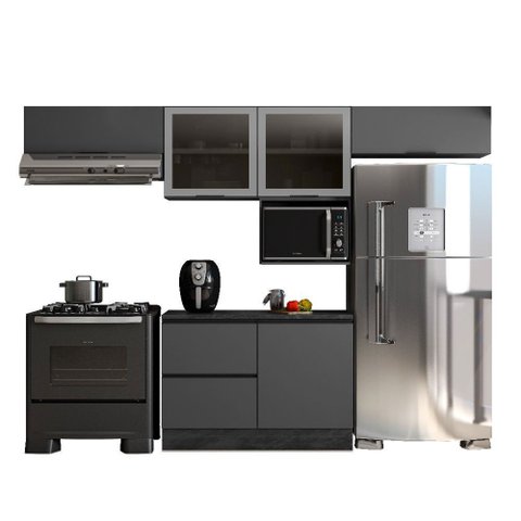 Cozinha Modulada Etna 5 Peças com Tampo e Nicho 5 Portas Poliman Móveis