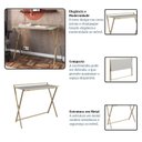 Ver imagem 6 de Escrivaninha Mesa Escritório Dobrável P1022 94cm Industrial Dourado e Cinza