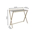 Ver imagem 3 de Escrivaninha Mesa Escritório Dobrável P1022 94cm Industrial Dourado e Cinza