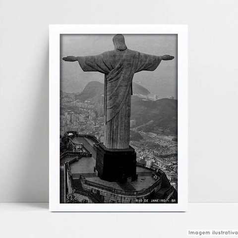 Quadro Decorativo Monumento Rio de janeiro - Branco - 30x40cm
