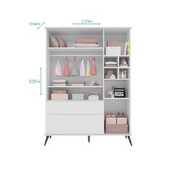 Roupeiro 3 Portas e Cômoda 3 Gavetas Melinda 100% Mdf Branco - 2