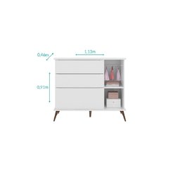 Roupeiro 3 Portas e Cômoda 3 Gavetas Melinda 100% Mdf Branco - 3