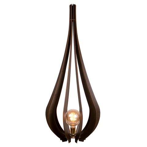 Abajur Luminária Chão Vazado Pequena Gota Madeira Mdf Rustico Cor:café