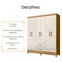 Ver imagem 5 de Guarda Roupa Casal Panamá 6 Portas Freijó Off White Moval