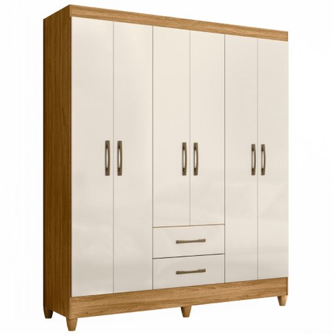 Guarda Roupa Casal Panamá 6 Portas Freijó Off White Moval