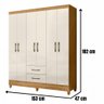 Guarda Roupa Casal Panamá 6 Portas Freijó Off White Moval - 4