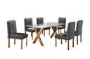 Ver imagem 2 de Conjunto Sala de Jantar 6 Lugares Mesa Munique com Tampo com Vidro e Cadeiras Madeira Maciça Imperia