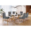 Ver imagem 1 de Conjunto Sala de Jantar 6 Lugares Mesa Munique com Tampo com Vidro e Cadeiras Madeira Maciça Imperia