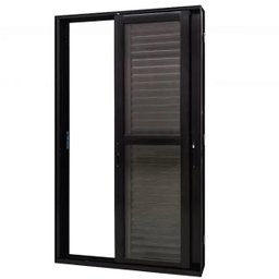 Porta Balcão de Aluminio Preto com Veneziana /3 Folhas 2,10x1,20 Linha 25 - 1