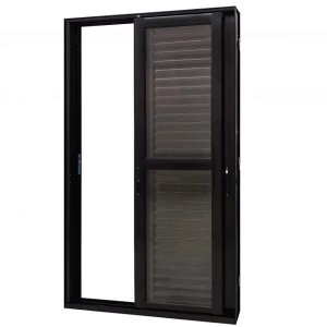 Porta Balcão de Aluminio Preto com Veneziana /3 Folhas 2,10x1,20 Linha 25