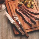 Ver imagem 3 de Jogo de Talheres Jumbo Tramontina Churrasco Aço Inox Madeira Polywood 12 Peças Castanho