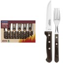 Ver imagem 1 de Jogo de Talheres Jumbo Tramontina Churrasco Aço Inox Madeira Polywood 12 Peças Castanho