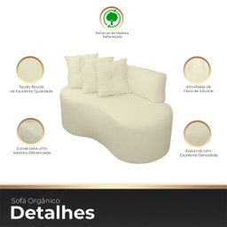 Sofá Curvo 2 Lugares Feijão Forma Orgânica Bouclé - 2