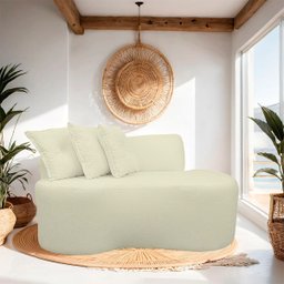 Sofá Curvo 2 Lugares Feijão Forma Orgânica Bouclé - 1