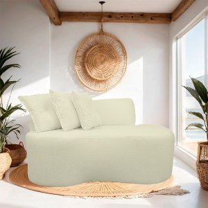 Sofá Curvo 2 Lugares Feijão Forma Orgânica Bouclé