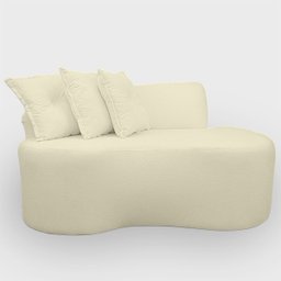 Sofá Curvo 2 Lugares Feijão Forma Orgânica Bouclé - 5