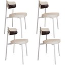 Ver imagem 1 de Kit 04 Cadeiras Estofada para Sala de Jantar Astrid Branco C01 Linho Palha Courino Café - Lyam