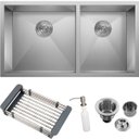 Ver imagem 1 de Cuba Dupla Inox 304 Quadrada Gourmet Plana Cozinha 880x400 Assimétrica com Acessórios EuroCubas SQ90