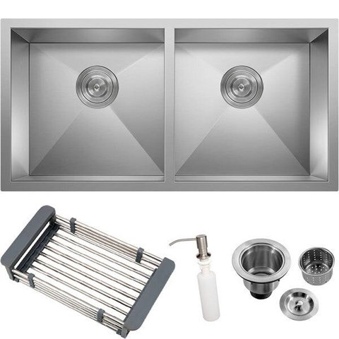 Cuba Dupla Inox 304 Quadrada Gourmet Plana Cozinha 880x400 com Acessórios EuroCubas SQ900