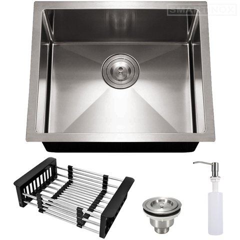 Cuba Inox 304 Quadrada Gourmet Plana Cozinha 500x400 com Acessórios Eurocubas Sq500